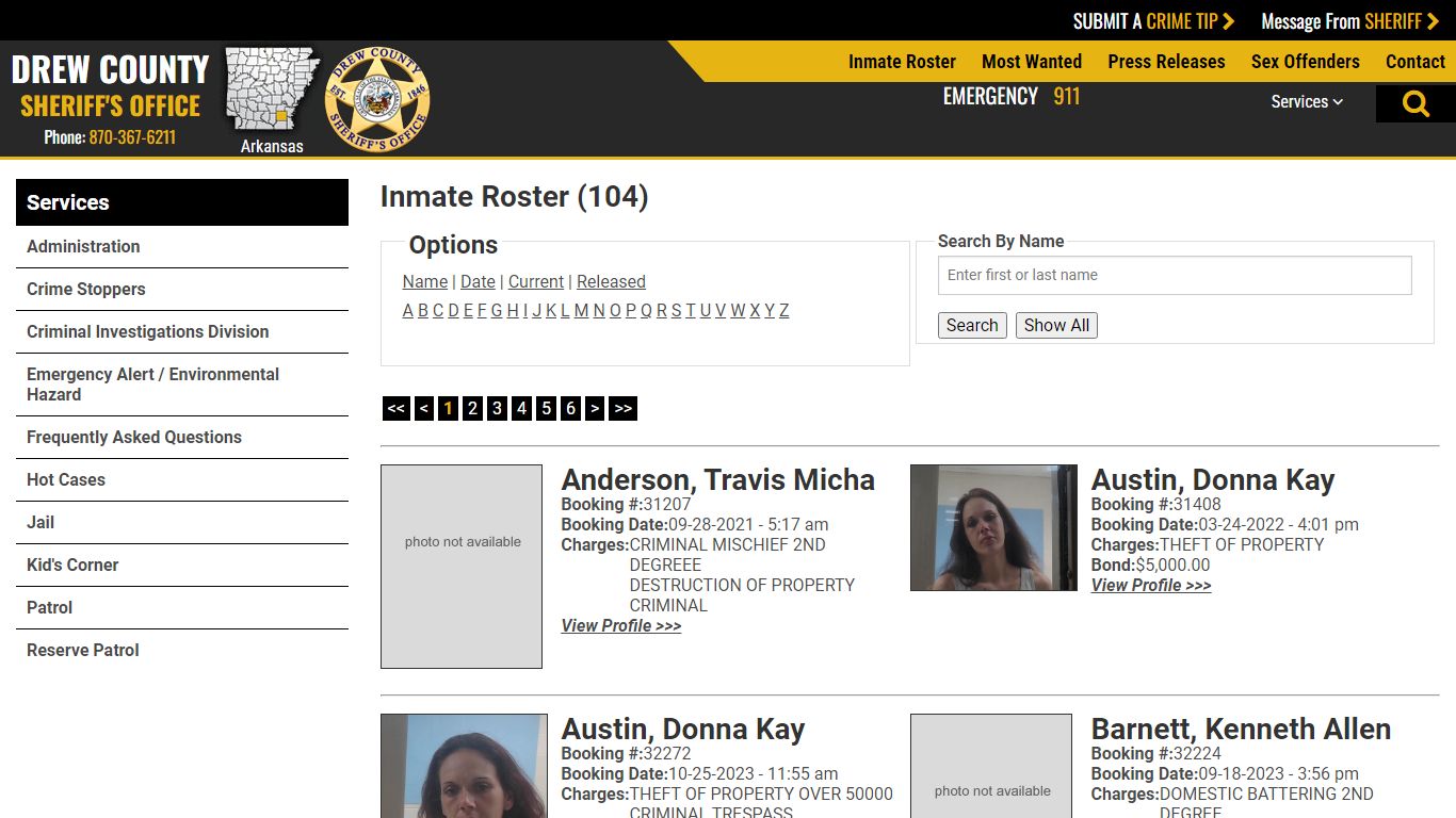 Inmate Roster - Current Inmates - Drew County Sheriff AR