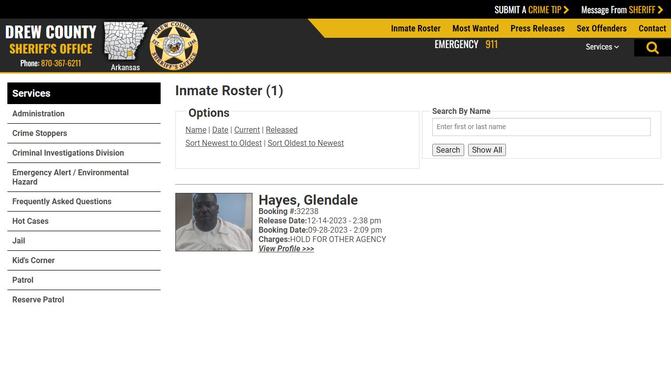 Inmate Roster (3) - Drew County Sheriff AR
